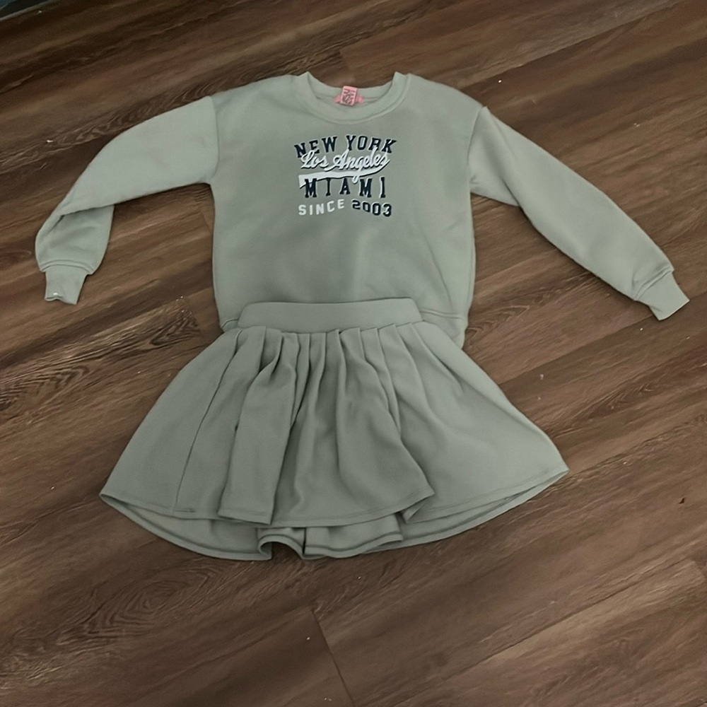 Two piece sweatshirt and skirt